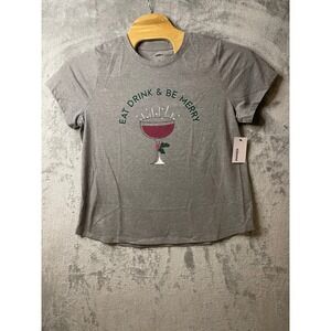 Sonoma Eat‎ Drink & Be Merry Christmas Holiday Graphic Tee Shirt XL